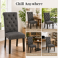 Rustic Upholstered Dining Chair with Button-Tufted Scroll Back
