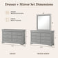 Transitional Sleigh Wood Dresser with Optional Mirror, Dovetail Drawers and Metal Pulls
