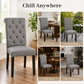 Rustic Upholstered Dining Chair with Button-Tufted Scroll Back