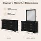 Transitional Sleigh Wood Dresser with Optional Mirror, Dovetail Drawers and Metal Pulls