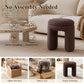 Contemporary Teddy Bouclé Accent Stool with Solid Wood Frame – Fully Assembled