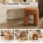 Contemporary Teddy Bouclé Accent Stool with Solid Wood Frame – Fully Assembled