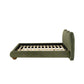 Contemporary Velvet and Boucle Upholstered Bed – Solid Rubberwood Frame