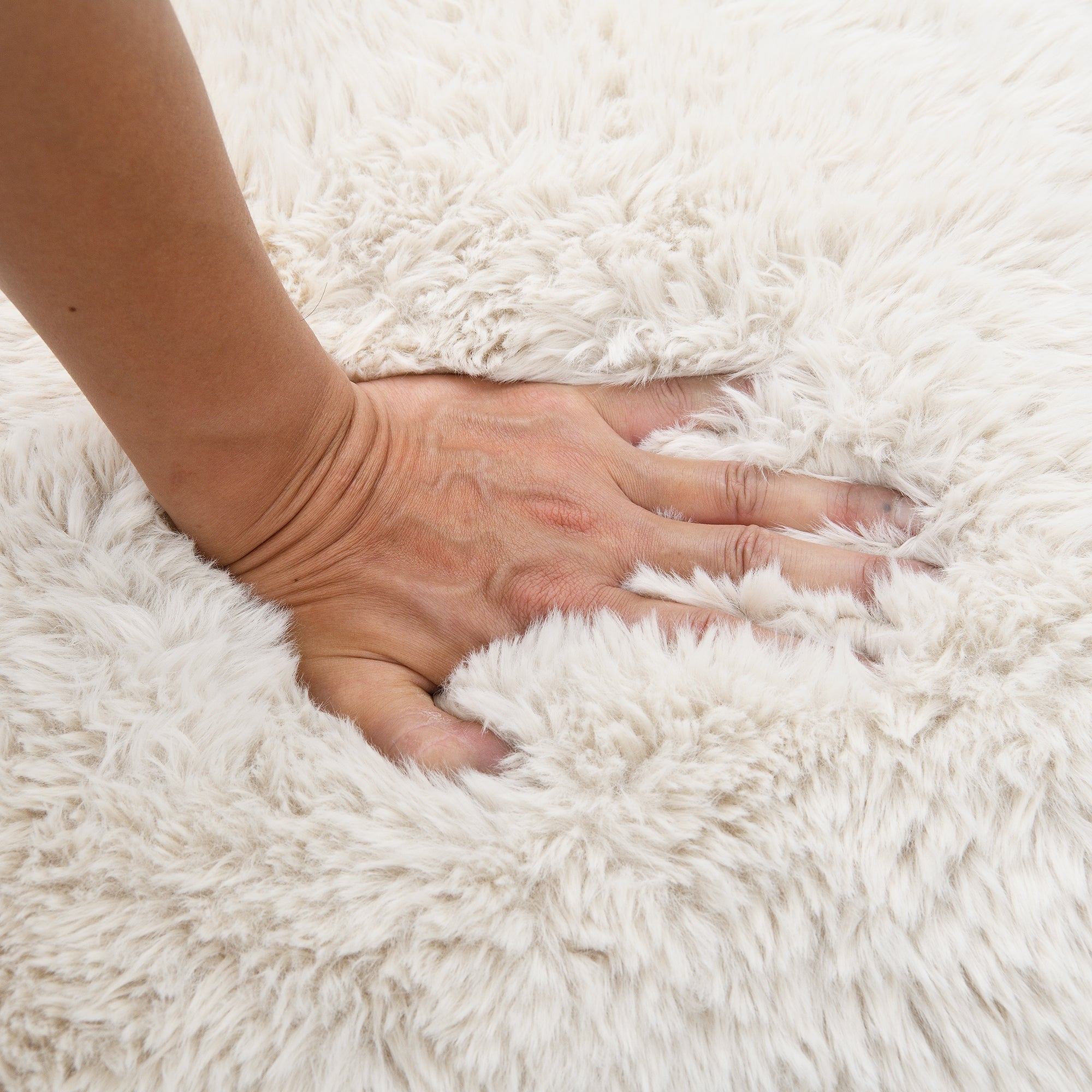 Contemporary Fur-Like Fabric Accent Chair – Wooden Legs