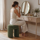 Contemporary Teddy Bouclé Accent Stool with Solid Wood Frame – Fully Assembled