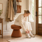 Contemporary Teddy Accent Stool with Mushroom Silhouette & Pedestal Base – Fully Assembled
