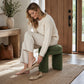 Contemporary Teddy Bouclé Accent Stool with Solid Wood Frame – Fully Assembled