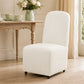 French Farmhouse Upholstered Dining Chair with Rounded Back, Caster Legs & Skirted Design