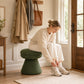 Contemporary Teddy Accent Stool with Mushroom Silhouette & Pedestal Base – Fully Assembled