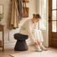 Contemporary Teddy Accent Stool with Mushroom Silhouette & Pedestal Base – Fully Assembled