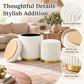 Nestable 2-Piece Storage Stool Set with 360° Swivel Base & Reversible Lid