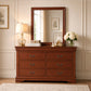 Transitional Sleigh Wood Dresser with Optional Mirror, Dovetail Drawers and Metal Pulls