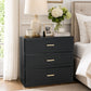 Oversized Transitional 3-Drawer Nightstand with Aluminum Handles & Extra Storage