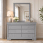 Transitional Sleigh Wood Dresser with Optional Mirror, Dovetail Drawers and Metal Pulls