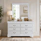 Transitional Sleigh Wood Dresser with Optional Mirror, Dovetail Drawers and Metal Pulls
