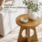 Contemporary Round End Table with Oak Veneer, Pedestal Base & Cross-Shaped Cutout Design