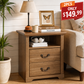 Rustic Open-Shelf Nightstand – Engineered Wood Bedside Table with Storage Cubby