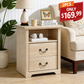 Rustic Open-Shelf Nightstand – Engineered Wood Bedside Table with Storage Cubby