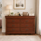 Transitional Sleigh Wood Dresser with Optional Mirror, Dovetail Drawers and Metal Pulls
