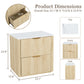 Transitional 2-Drawer Nightstand with Fluted Drawer Fronts, Marble-Look Top & No Assembly Required