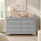 Transitional Sleigh Wood Dresser with Optional Mirror, Dovetail Drawers and Metal Pulls