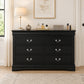 Transitional Sleigh Wood Dresser with Optional Mirror, Dovetail Drawers and Metal Pulls