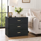 Oversized Transitional 3-Drawer Nightstand with Aluminum Handles & Extra Storage