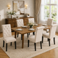 Rustic Upholstered Dining Chair with Button-Tufted Scroll Back