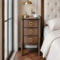 Mid-Century Modern Narrow 3-Drawer Nightstand with Tapered Legs, Solid Rubberwood Frame & Ball Bearing Glides