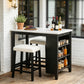 3-Piece Dining Set with USB Charging, Storage Shelves & Boucle Stools, High Gloss Kitchen Table for Small Spaces