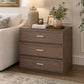 Oversized Transitional 3-Drawer Nightstand with Aluminum Handles & Extra Storage
