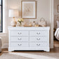 Transitional Sleigh Wood Dresser with Optional Mirror, Dovetail Drawers and Metal Pulls