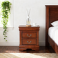 Fully Assembled Transitional Sleigh Wood Nightstand with 2 Dovetail Drawers and Metal Pulls