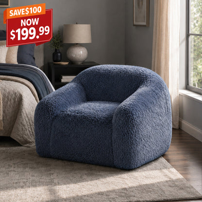 Oversized Faux Fur Cloud Chair – Plush Compression Foam Lounge Sofa, No Assembly