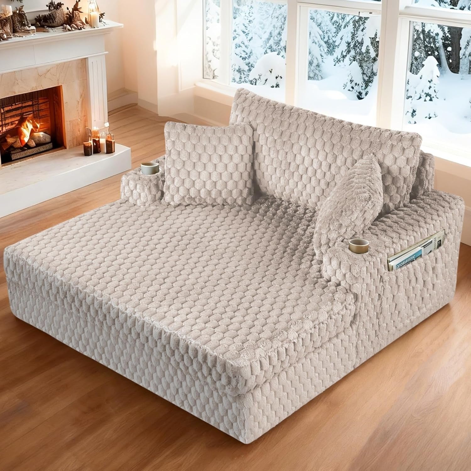 Beige Chaise Lounge – Additional lifestyle scenes showing everyday home use