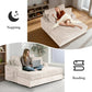 Beige Chaise Lounge – Lifestyle scene showing a person napping and reading on the chaise