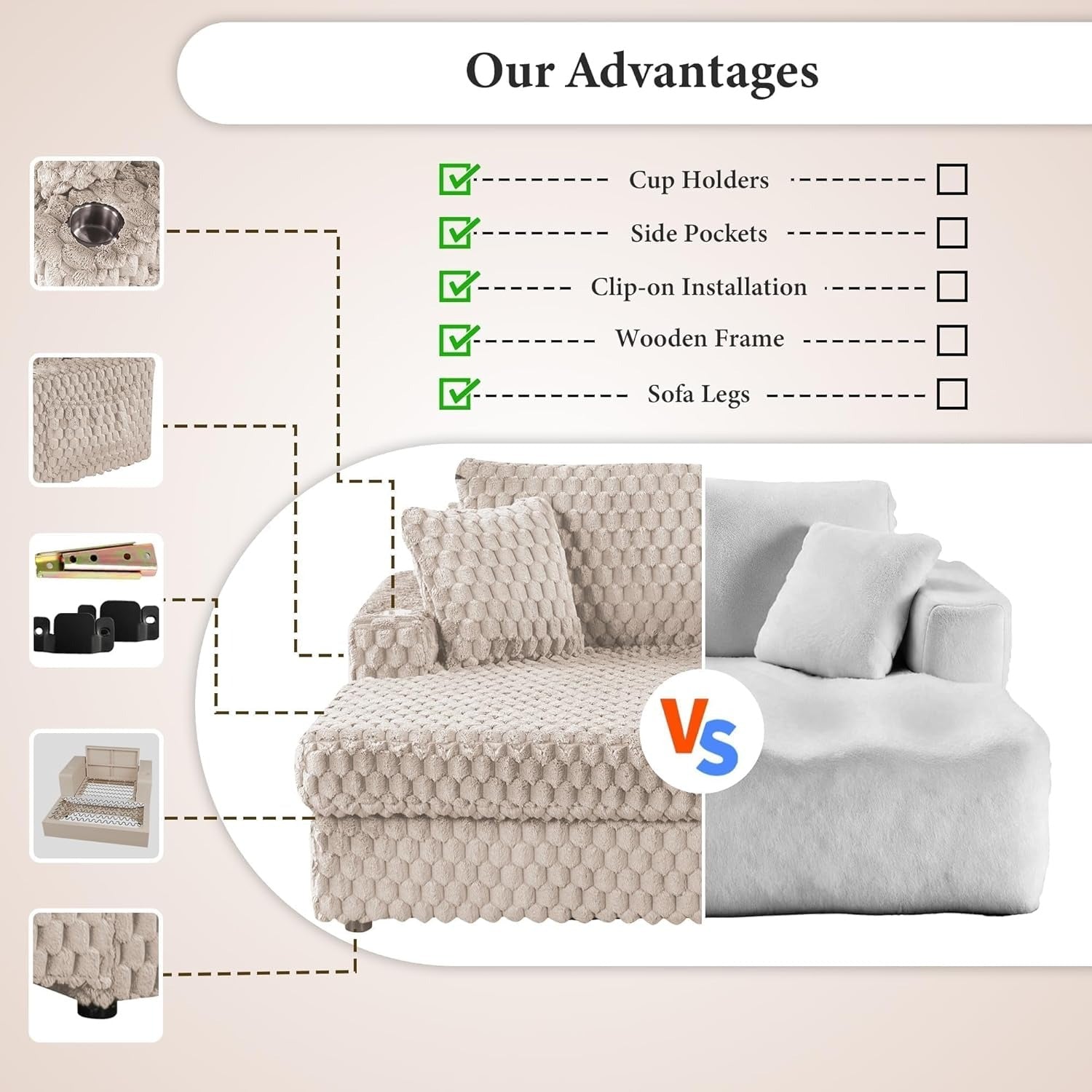 Beige Chaise Lounge – Key product advantages 