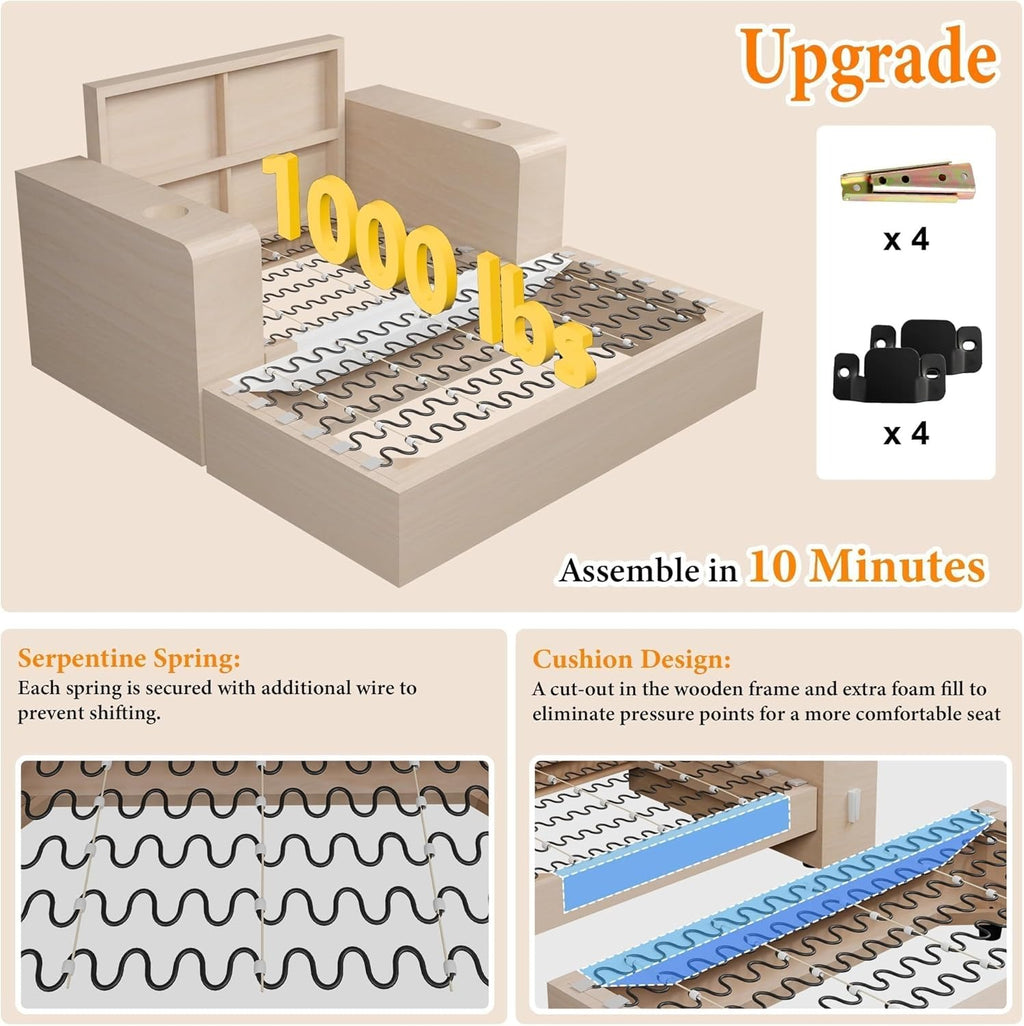 Beige Chaise Lounge – Internal structure showing cushion layers and frame support