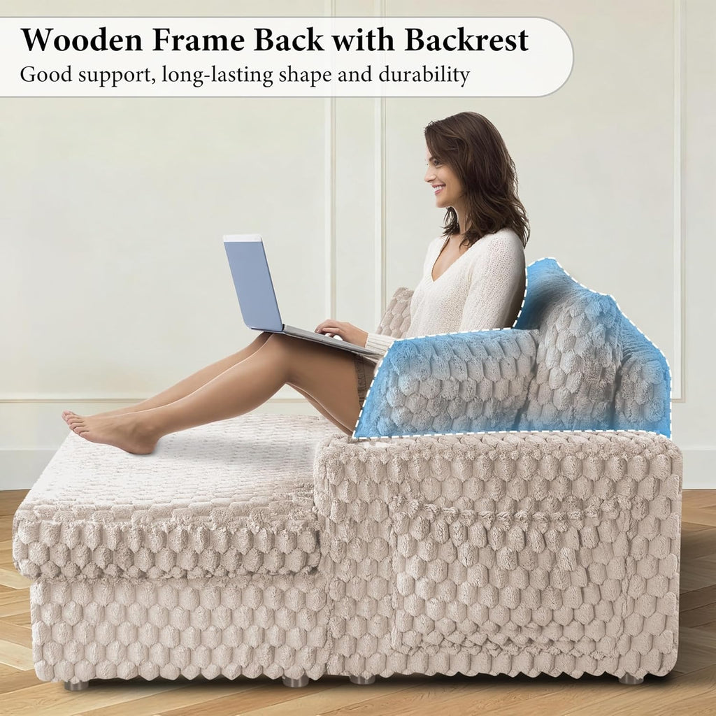 Beige Chaise Lounge-Detailed images (good support and long-lasting durability)