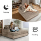 Light Brown Chaise Lounge – Lifestyle scene showing a person napping and reading on the chaise
