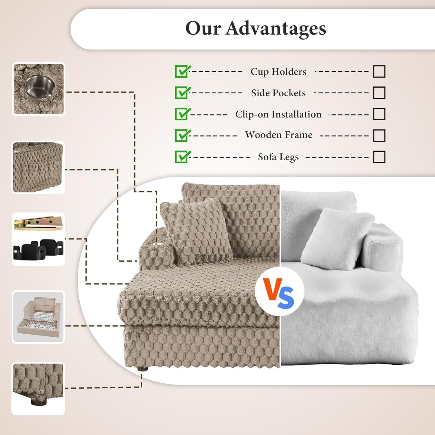 Light Brown Chaise Lounge – Key product advantages 