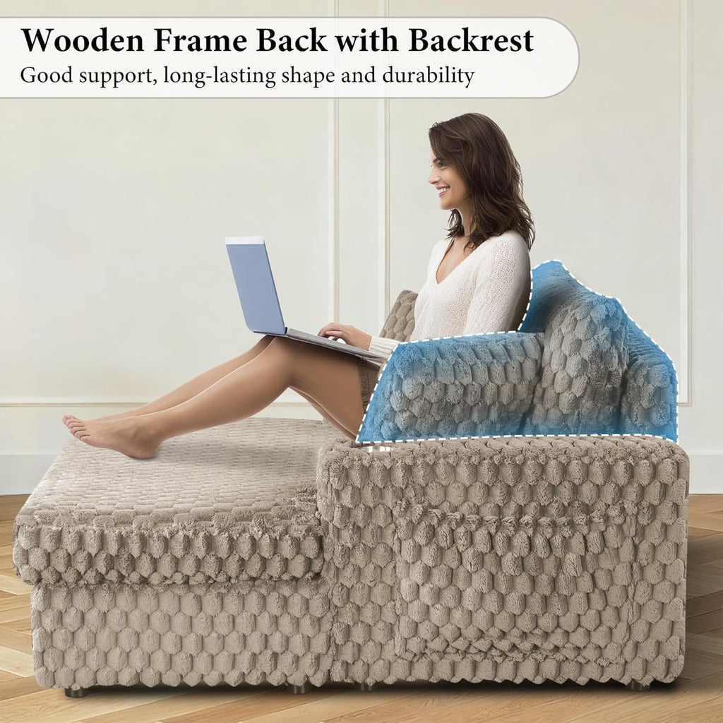 Light Brown Chaise Lounge-Detailed images (good support and long-lasting durability)