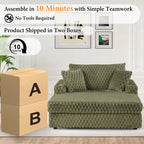 Olive Green Chaise Lounge-Packaging image (easy installation, no tools required)