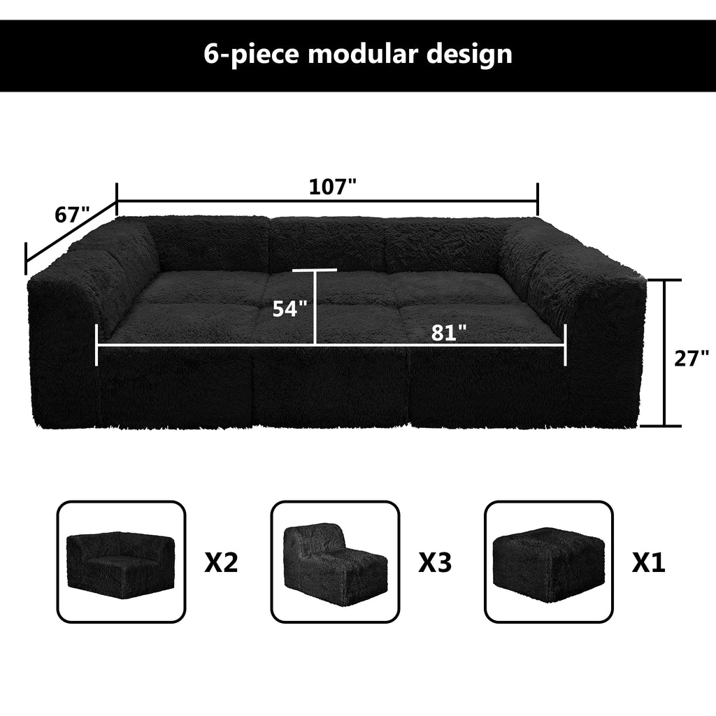 Black  daybed –Full product dimensions chart showing length, width, height, and modular components.