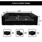 Black  daybed –Full product dimensions chart showing length, width, height, and modular components.