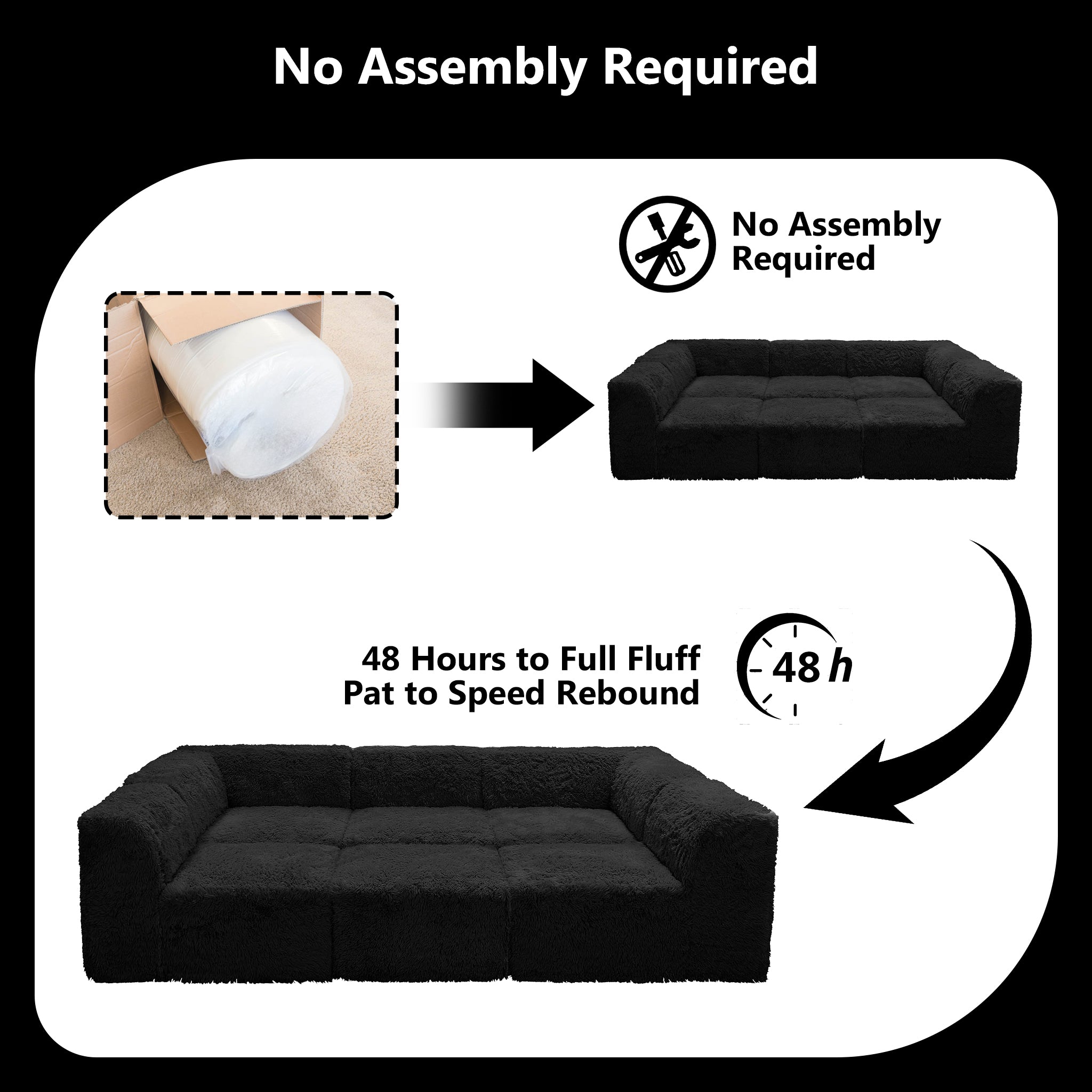 Black  daybed comes in simple packaging and requires no assembly.