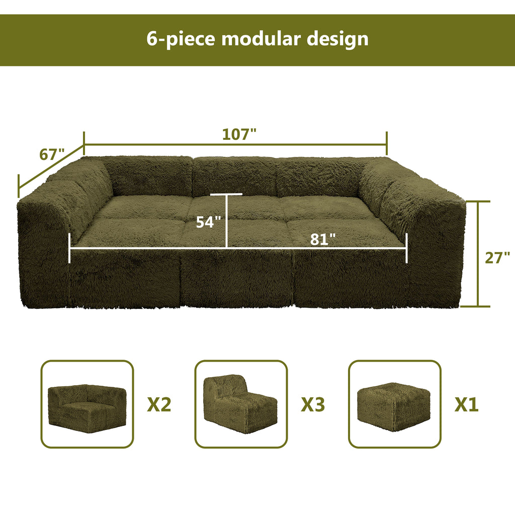 Olive green daybed –Full product dimensions chart showing length, width, height, and modular components.