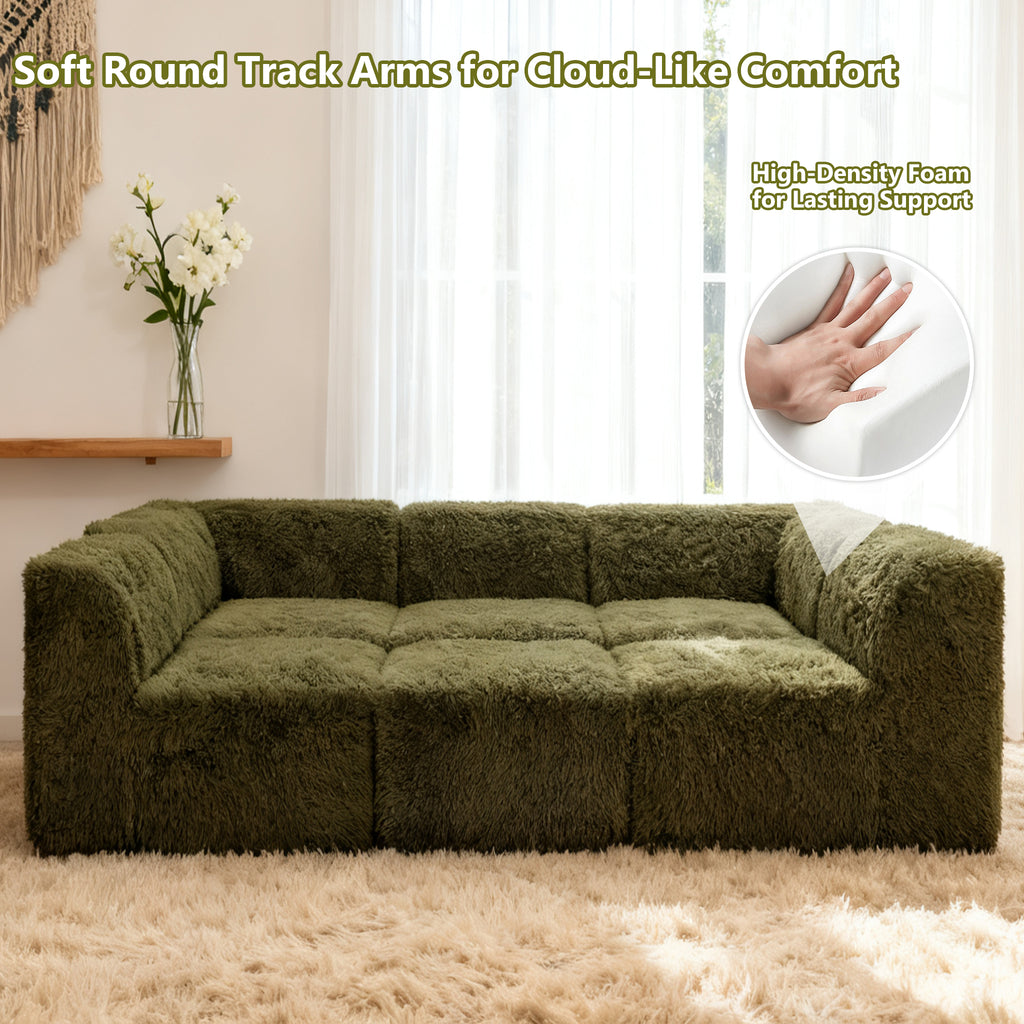 Olive green daybed with its rounded armrests and high-density foam support