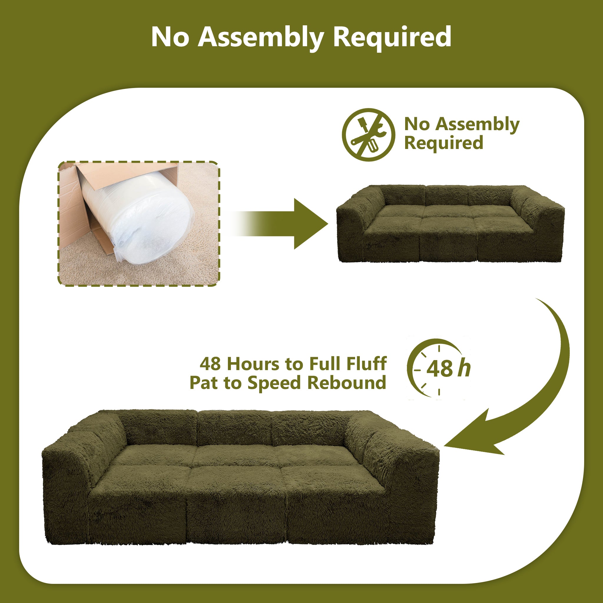 Olive green daybed comes in simple packaging and requires no assembly.