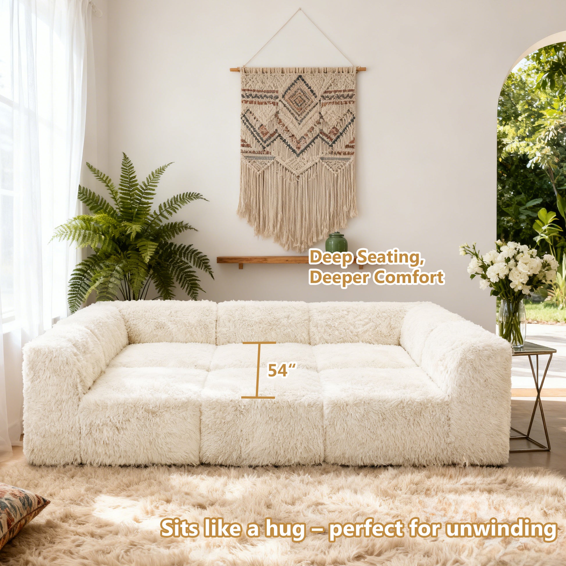 Soft sand daybed showcases its deep seating design